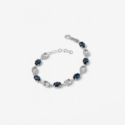 Celina oval denim blue bracelet in silver