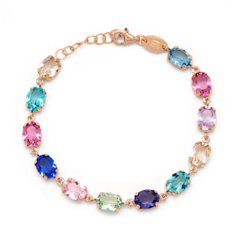 Celina oval multicolour bracelet in rose gold plating in gold plating