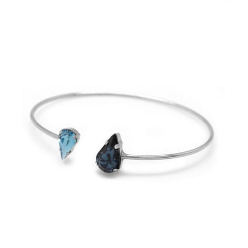 Celina tear cane denim blue bracelet in silver