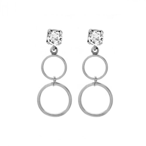 Minimal round crystal earrings in silver