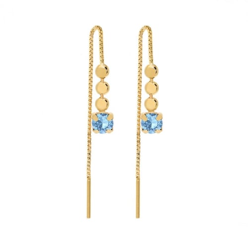 Niwa round aquamarine earrings in gold plating