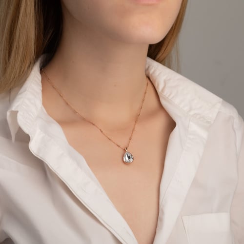 Essential crystal necklace in rose gold plating in gold plating