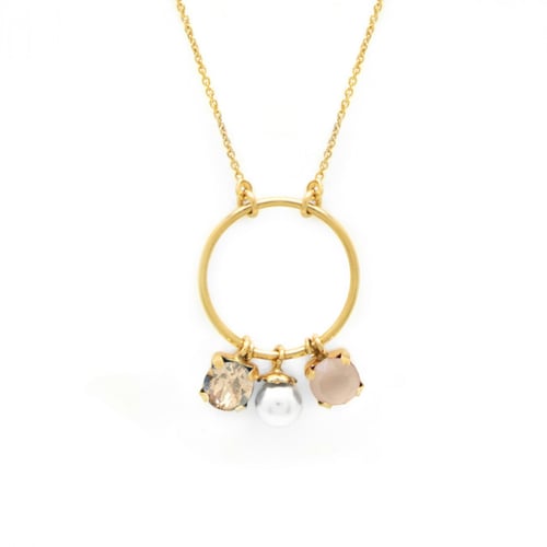 Aura circle ivory cream necklace in gold plating