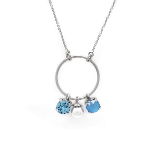 Aura circle summer blue necklace in silver