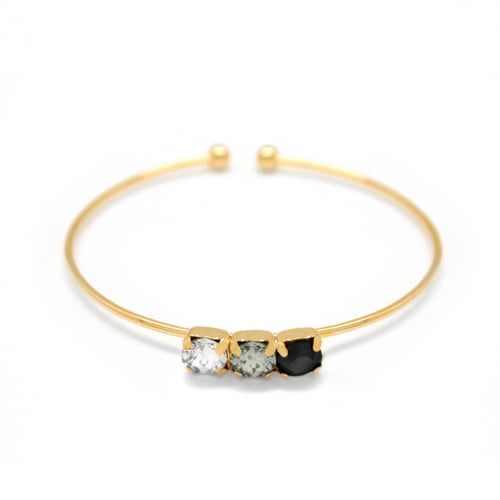 Aura circles jet cane bracelet in gold