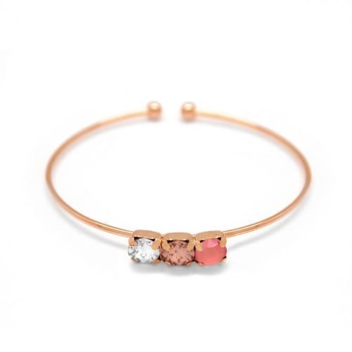 Aura circles light coral cane bracelet in rose gold plating in gold plating