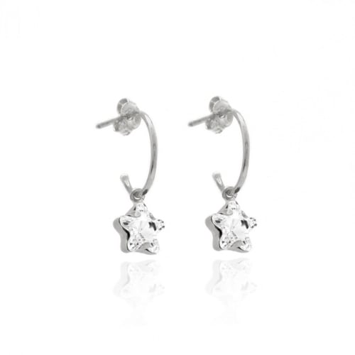 Celina star crystal hoop earrings in silver