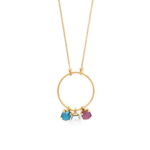 Celina round peony pink pearl necklace in gold plating