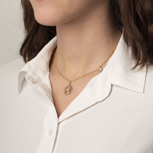 Minimal world crystal necklace in gold plating