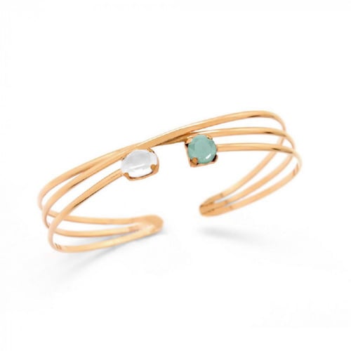 Celina circles mint green cane bracelet in gold plating