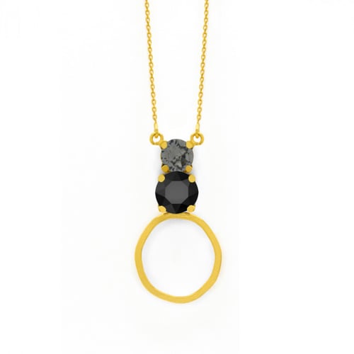 Celina round jet necklace in gold plating