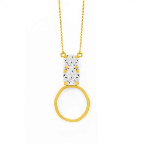 Celina round crystal necklace in gold plating
