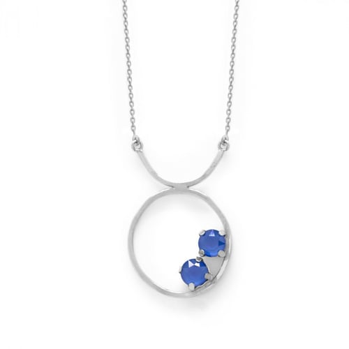 Celina round royal blue necklace in silver