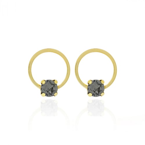 Hoop Basic round diamond earrings in gold plating