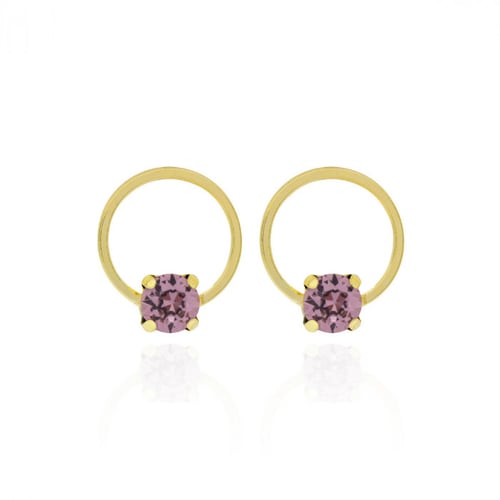 Hoop Basic round antique pink earrings in gold plating