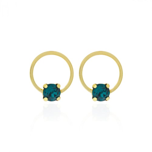 Hoop Basic round emerald earrings in gold plating