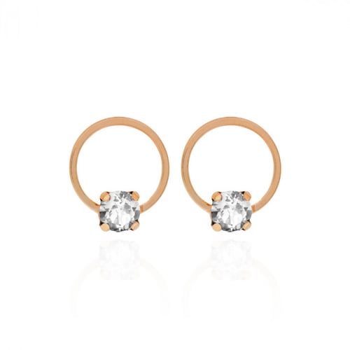 Hoop Basic round crystal earrings in rose gold plating in gold plating