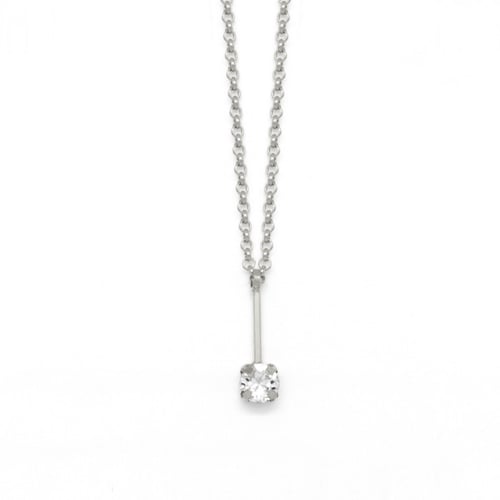 Minimal stick crystal necklace in silver