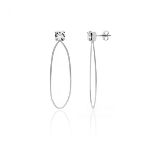 Arty crystal oval earrings in silver
