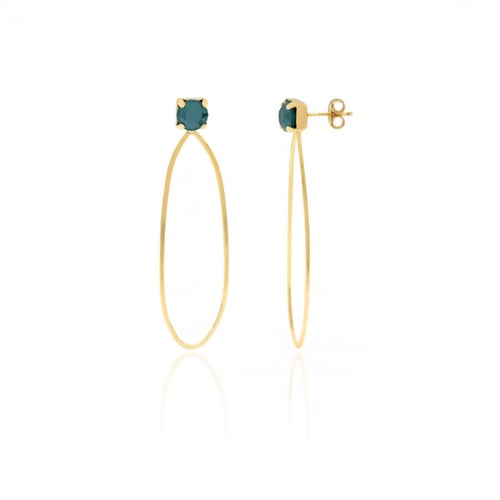 Arty royal green oval earrings in gold plating
