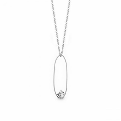Arty crystal oval necklace in silver