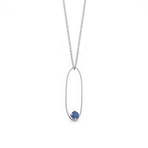 Arty royal blue oval necklace in silver