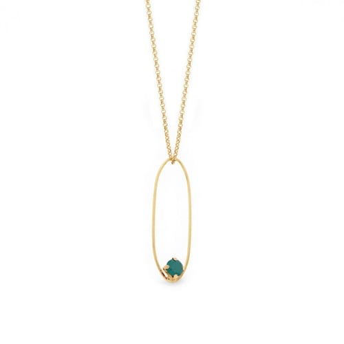 Arty royal green oval necklace in gold plating