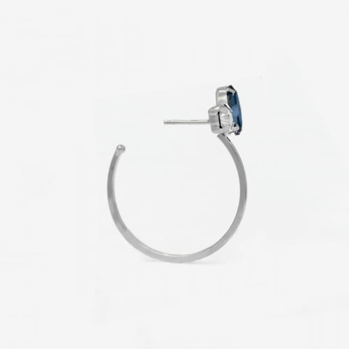 Hoop denim blue curved hoop earrings in silver