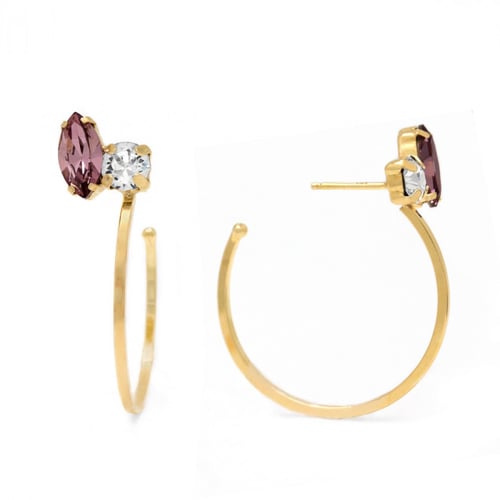 Hoop antique pink curved hoop earrings in gold plating