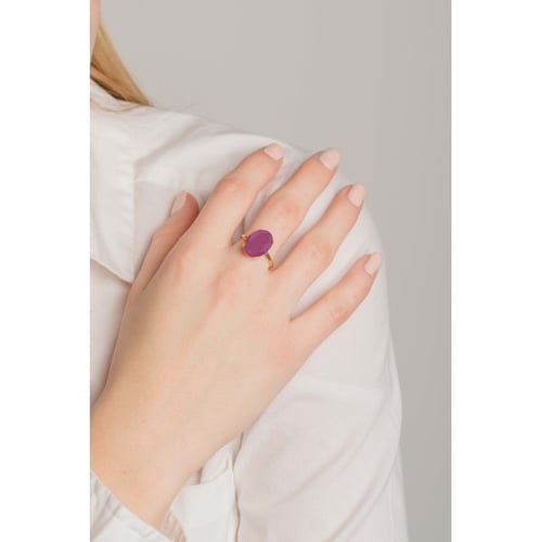 Iconic oval peony pink ring in gold plating