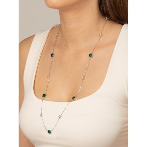 Transparent emerald necklace in silver