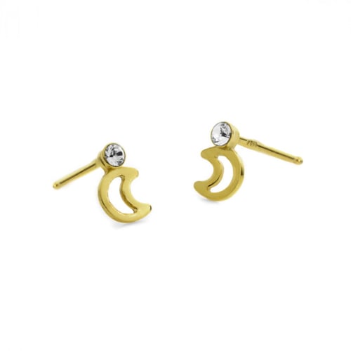 Kids moon crystal earrings in gold plating