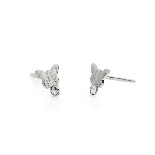 Kids sterling silver stud earrings with white in butterfly shape