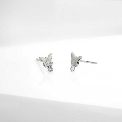 Kids butterfly crystal earrings in silver