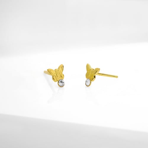 Kids butterfly crystal earrings in gold plating