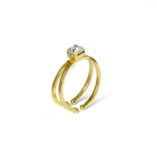 Maia solitaire crystal ring in gold plating