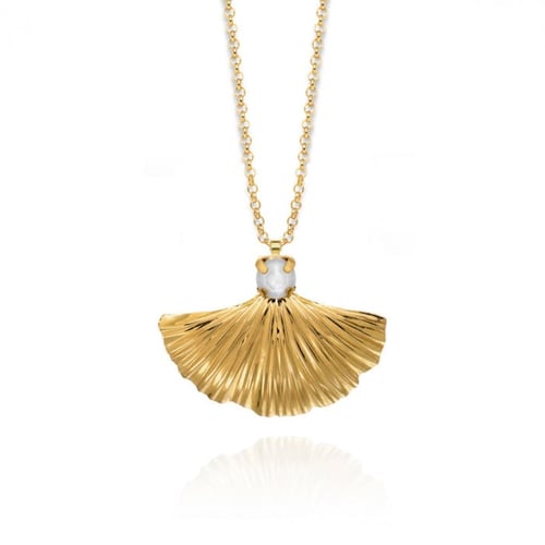 Valentina fan powder blue necklace in gold plating