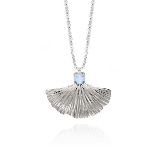 Valentina fan powder blue necklace in silver