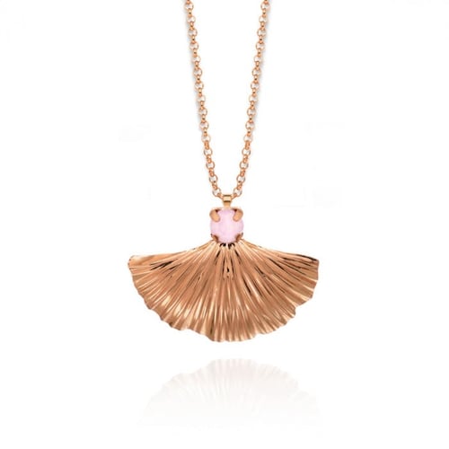Valentina fan powder rose necklace in rose gold plating
