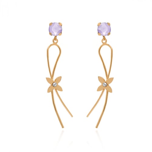 Vega flower lilac earrings in rose gold plating in gold plating