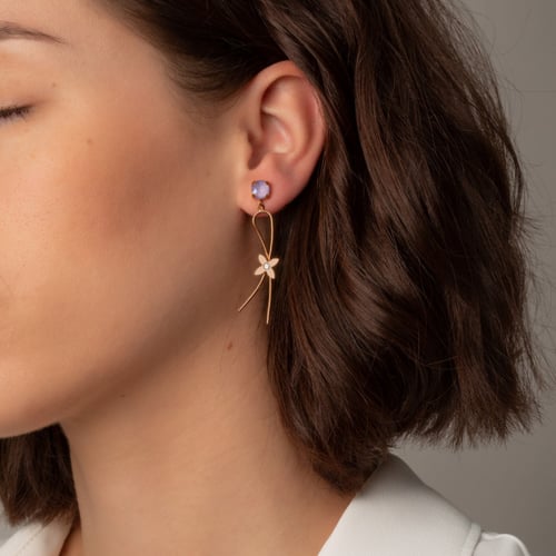 Vega flower lilac earrings in rose gold plating in gold plating
