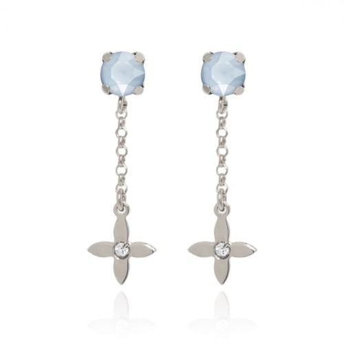 Vega flower powder blue earrings in silver