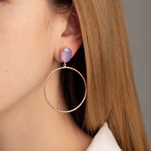 Lilac lilac earrings in rose gold plating in gold plating