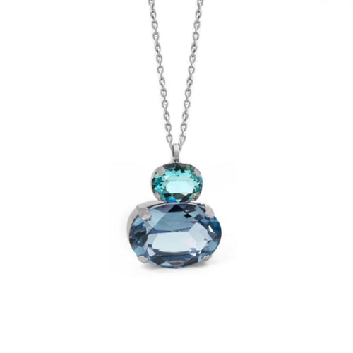 Transparent denim blue necklace in silver