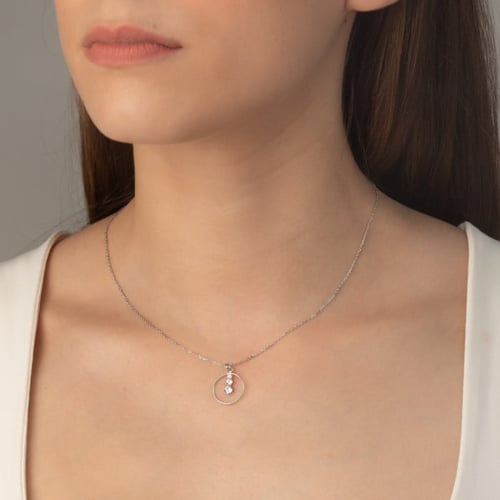 Celeste circle crystal necklace in silver