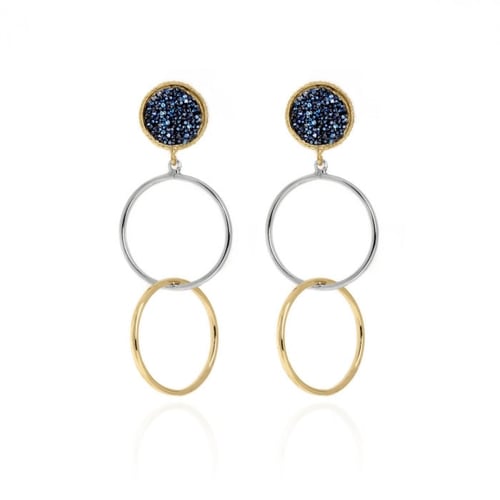 Chiss round crystal earrings in gold plating