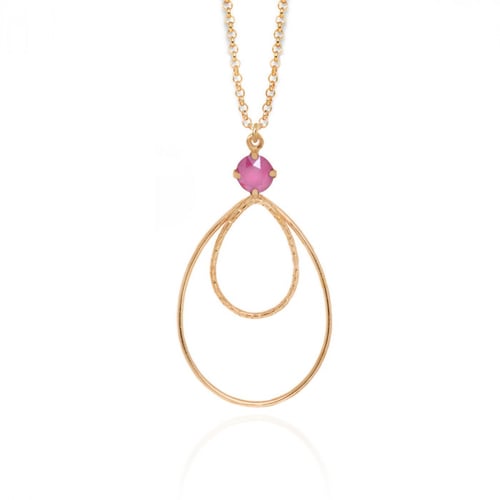 Arty tear peony pink necklace in rose gold plating