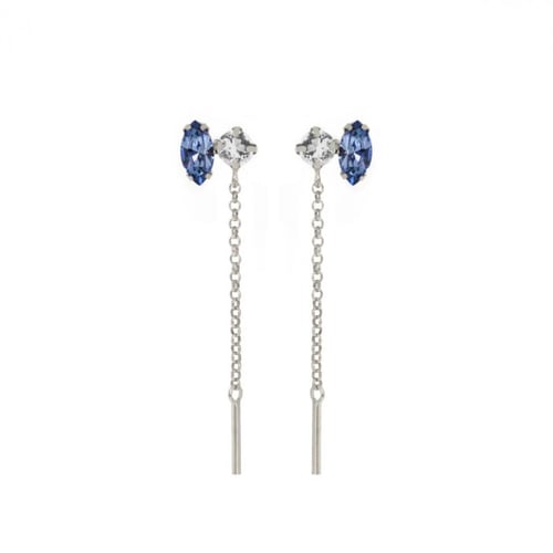 Keila denim blue chain earrings in silver