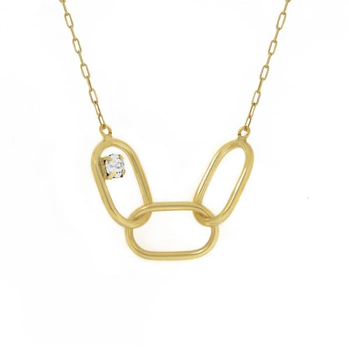 Danaec link crystal necklace in gold plating