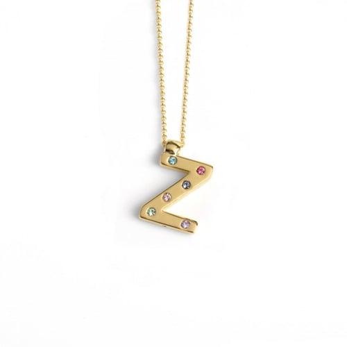 Letter Z multicolour necklace in gold plating